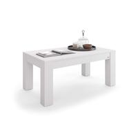 MOBILI FIVER, Mesa de Centro Rachele, 104x60 cm, Fresno Blanco, mesita salón, mesita Auxiliar Baja, Made In Italy