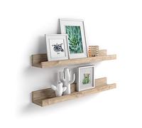 MOBILI FIVER, Par de estantes para Cuadros First, 80 cm, Color Encina, 80 cmx13 cmx8 cm, Aglomerado y Melamina, Estante de Pared para Habitación, Entrada, Salon, Oficina, Made In Italy