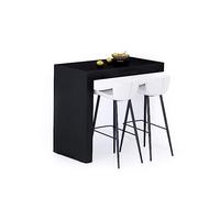 MOBILI FIVER, Península de Cocina Evolution 120x60, Madera Negra, Mesa Auxiliar de Cocina para 4 Personas, Made In Italy