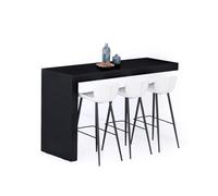 MOBILI FIVER, Península de Cocina Evolution 180x60, Madera Negra, Mesa Auxiliar de Cocina para 6 Personas, Made In Italy