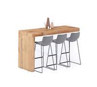 MOBILI FIVER, Península de Cocina Evolution 180x60, Madera Rustica, Mesa Auxiliar de Cocina para 6 Personas, Made In Italy