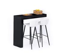 MOBILI FIVER, Península Evolution 120x40, Madera Negra, Mesa Auxiliar de Cocina para 2 Personas, Made In Italy
