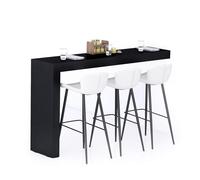 MOBILI FIVER, Península Evolution 180x40, Madera Negra, Mesa Auxiliar de Cocina para 3 Personas, Made In Italy