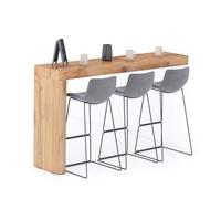 MOBILI FIVER, Península Evolution 180x40, Madera Rustica, Mesa Auxiliar de Cocina para 3 Personas, Made In Italy