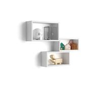 MOBILI FIVER, Set de 3 estantes de Pared rectangulares Giuditta, Color Blanco Mate, Aglomerado y Melamina, Estante Cubo para Cocina y salón, Made In Italy
