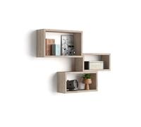 MOBILI FIVER, Set de 3 estantes de Pared rectangulares Giuditta, Color Encina, Aglomerado y Melamina, Estante Cubo para Cocina y salón, Made In Italy