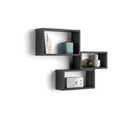 MOBILI FIVER, Set de 3 estantes de Pared rectangulares Giuditta, Color Madera Negra, Aglomerado y Melamina, Estante Cubo para Cocina y salón, Made In Italy