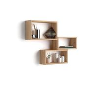 MOBILI FIVER, Set de 3 estantes de Pared rectangulares Giuditta, Color Madera rústica, Aglomerado y Melamina, Estante Cubo para Cocina y salón, Made In Italy