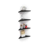 MOBILI FIVER, Set de 4 estantes esquineros Easy, Color Madera Negra, Made In Italy