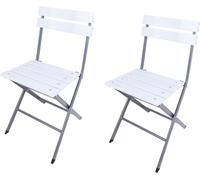 Mobili Rebecca 2 sillas de jardín plegables de plástico y acero blanco y gris