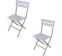 Rebecca Mobili Set 2 Sillas De Exterior, Sillas Plegables, Acero Plástico, Gris Claro, Ahorro De Espacio, para Balcón Camping - Dimensiones AxANxFON: 78 x 37 x 45 cm - Art. RE6822