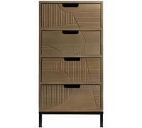 Mobili Rebecca Cajonera tallada con 4 cajones en madera y metal marrón