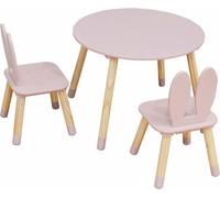 Mobili Rebecca Conjunto con mesa baja y 2 sillas para niños de mdf rosa