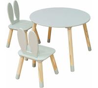 Mobili Rebecca Conjunto con mesa baja y 2 sillas para niños de mdf verde