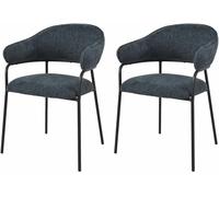 Mobili Rebecca Conjunto de 2 sillas de comedor azul petróleo y negras en tela