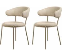 Mobili Rebecca Conjunto de 2 sillas de comedor beige acolchadas en tela
