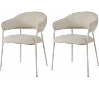 Mobili Rebecca Conjunto de 2 sillas de comedor blanco perla en tela