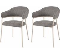 Mobili Rebecca Conjunto de 2 sillas de comedor grises y blanco en tela