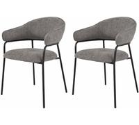 Mobili Rebecca Conjunto de 2 sillas de comedor grises y negras en tela