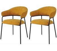 Mobili Rebecca Conjunto de 2 sillas de comedor mostaza y negras acolchadas en tela