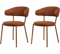 Mobili Rebecca Conjunto de 2 sillas de comedor naranja oscuro acolchadas en tela