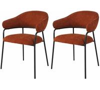 Mobili Rebecca Conjunto de 2 sillas de comedor naranja oscuro y negras en tela
