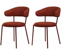 Mobili Rebecca Conjunto de 2 sillas de comedor rojas acolchadas en tela