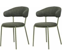 Mobili Rebecca Conjunto de 2 sillas de comedor verde oscuro acolchadas en tela