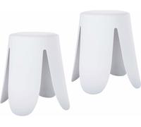 Mobili Rebecca Conjunto de 2 taburetes bajos de polipropileno y piel sintética blanco