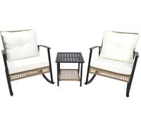 Mobili Rebecca Conjunto de jardín con 2 sillas y mesa de aluminio y poliratán