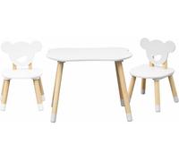 Mobili Rebecca Conjunto de mesa baja y 2 sillas para niños blanco y marrón