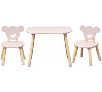 Rebecca Mobili Mesa y 2 Sillas para Niños, Juego de Mesa con Sillas, Rosa Marrón, MDF Pino, Estilo Escandinavo - Dimensiones: 44 x 60 x 56 cm / 47 x 30 x 28 cm - Art. RE7138