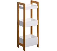 Mobili Rebecca Estantería de baño con 3 estantes de mdf y bambú blanca y marrón