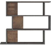 Rebecca Mobili Estantería para libros, pequeña librería colgante, gris efecto hormigón, aglomerado, con 4 estantes y 8 compartimentos, para salón moderno - Medidas (alto x ancho x profundo): 88 x 104