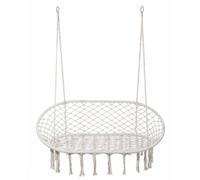 Mobili Rebecca Hamaca mecedora de policotón y acero blanco crema, 150x130x70 cm