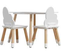 Rebecca Mobili Juego de Mesa y Sillas para Niños, Sillas y Mesa para Muebles de Habitación Infantil Marrón Claro Blanco, MDF, Estilo Nórdico - Tamaño: 44 x 60 x 60 cm / 50 x 25 x 25 cm - Art. RE6733