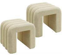 Mobili Rebecca Juego de 2 pufs reposapiés modernos de tela beige