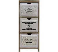 Rebecca Mobili Mesita de Noche Compacta, Cómoda 3 Cajones, Estilo Escandinavo, Madera, Marrón Claro Blanco, para Muebles Sala de Estar - Medidas: 79 x 30 x 24 cm (AxANxFON) - Art. RE6502