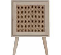 Mobili Rebecca Mesita de noche de estilo escandinavo con 1 puerta de madera marrón