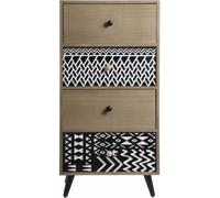 Rebecca Mobili Cómoda Ahorradora de Espacio, Mueble con 4 Cajones, Madera MDF Metal, Negro Marrón Blanco, para Baño Entrada Sala de Estar - Dimensiones AxAnxFon: 78 x 40 x 30 cm - Art. RE6909