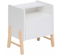Mobili Rebecca Mesita de noche para niños blanca y marrón, 49x43x30 cm