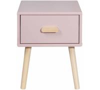 Mobili Rebecca Mesita de noche para niños rosa de mdf y pino con 1 cajón