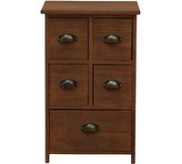 Rebecca Mobili Mesita de Noche marrón, cajonera Madera, 5 cajones, Estilo Vintage, Muebles Dormitorio baño- Medidas: 66 x 40 x 30 cm (AxANxF) - Art. RE4107