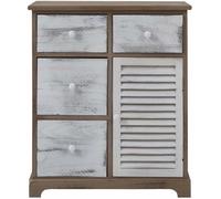 Mobili Rebecca Mueble de almacenaje de 4 cajones y 1 puerta en madera blanco y marrón