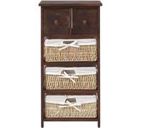 Mobili Rebecca Mueble de almacenaje de madera y mimbre con 5 cajones marrón y beige