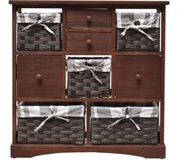 Mobili Rebecca Mueble de almacenamiento con 9 cajones de madera y tela marrón