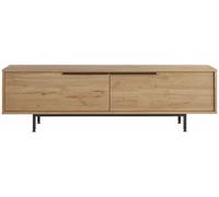 Mobili Rebecca Mueble tv con 2 puertas en aglomerado y hierro color roble y gris