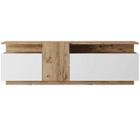 Mobili Rebecca Mueble tv con 3 puertas en aglomerado color roble y blanco