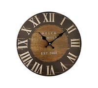 Mobili Rebecca® Reloj de Pared Grande Reloj para Colgar MDF Marrón Negro Industrial Redondo (Cod. RE6152)