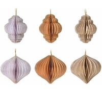 Mobili Rebecca Set de 24 colgantes para árbol de navidad en papel 3 colores surtidos